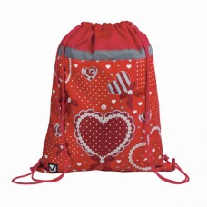 Сумка для обуви BRAUBERG  для учениц начальной школы, плотная, "Сердце", красная, 45х35 см